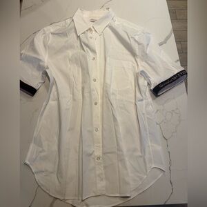 Alexander McQueen White Short Sleeve Button-Down Shirt with Logo Trim